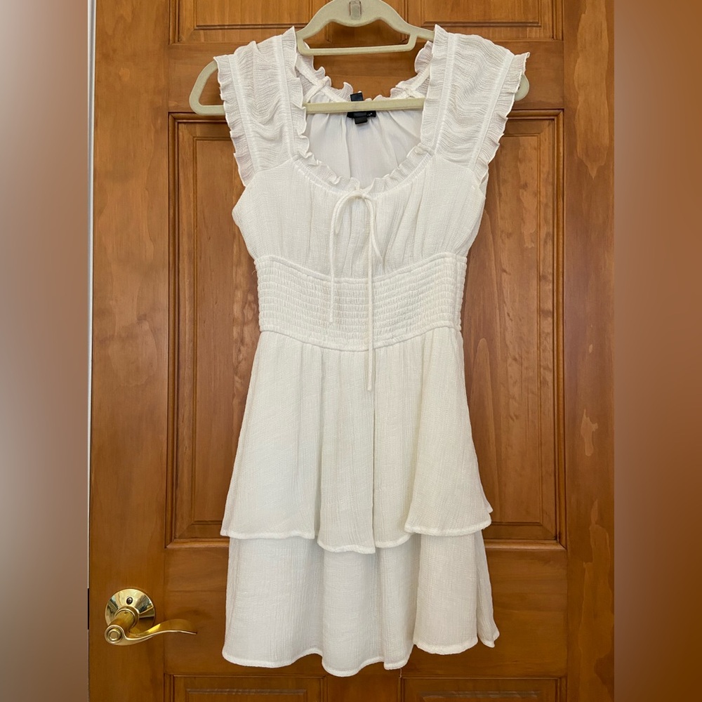 Aqua White Sleeveless Smocked Sundress